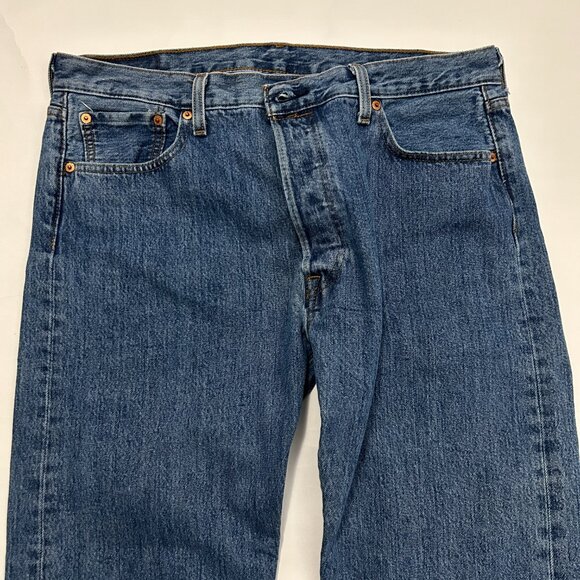 Levis 501 Jeans Mens 36x29 Blue Straight Button Fly 100% Cotton Denim Casual - Picture 4 of 11